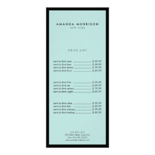 Minimalistische Luxus-Boutique Schwarz/Mint Werbekarte