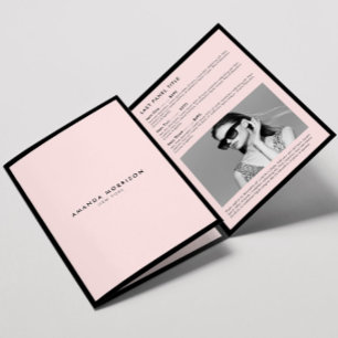 Minimalistische Luxus-Boutique Schwarz/Rosa Brosch Dreifach Gefaltete Karte
