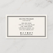 Minimalistische Luxus-Elfenbeinschwarz-Chic-Visite Visitenkarte (Rückseite)