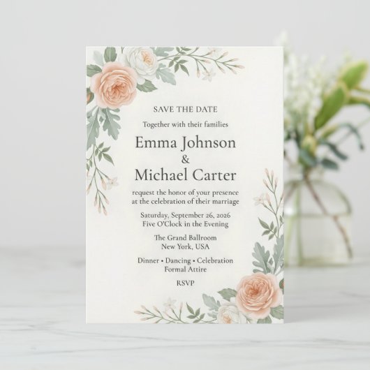 "Minimalistische Luxus-Hochzeit - Save the Date" Date (Stehend Vorderseite)
