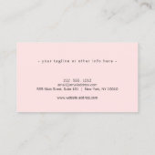 Minimalistische Luxus-Rosa-Treuekarte Visitenkarte (Rückseite)