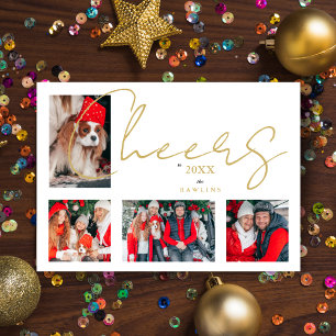 Minimalistische Luxus-Weihnachts-Familienfotos 4 Feiertagskarte