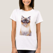 Minimalistische Lynx Point Siamese Katze Inspirier T-Shirt (Vorderseite)