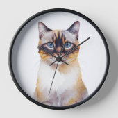 Minimalistische Lynx Point Siamese Katze Inspirier Uhr (Vorderseite)