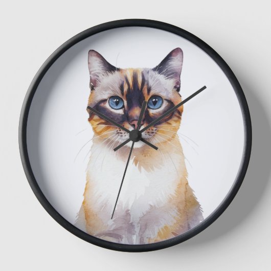 Minimalistische Lynx Point Siamese Katze Inspirier Uhr (Vorderseite)