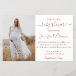 Minimalistische Mädchen rosa Babydusche Foto Einla Flyer