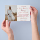 Minimalistische Mädchen rosa Babydusche Foto Einla Flyer (Handgriff)