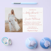 Minimalistische Mädchen rosa Babydusche Foto Einla Flyer (Einzeln)