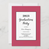 Minimalistische Magenta Graduierungspartei Einladung (Vorderseite)