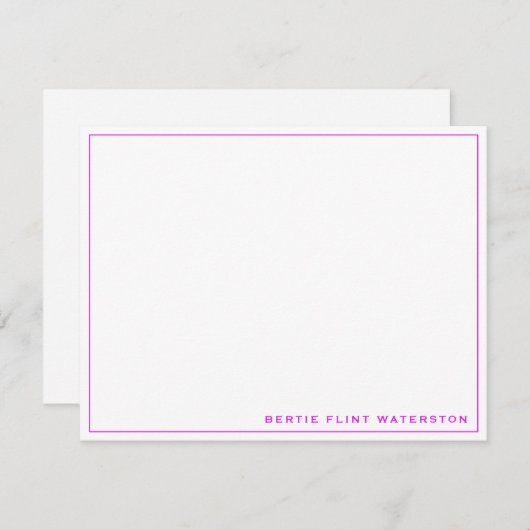 Minimalistische Magenta-Grenz-Karte Mitteilungskarte (Vorne/Hinten)