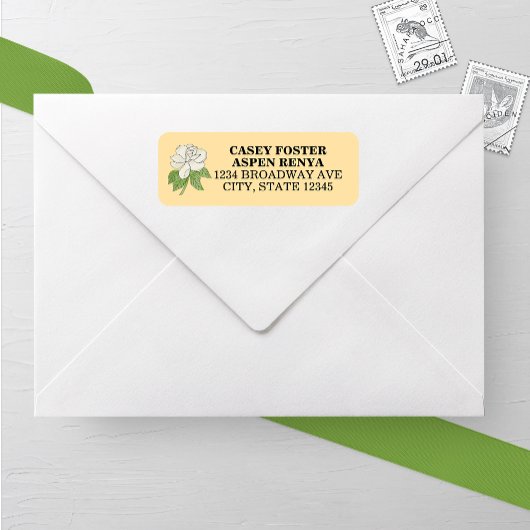 Minimalistische Magnolia Blume Hochzeit Rücksendea