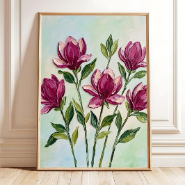 Minimalistische Magnolie-Blumen-Wandkunst-Leinwand Poster