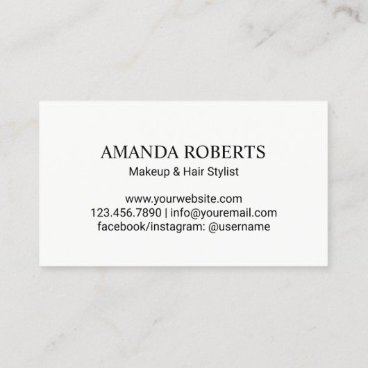 Minimalistische Makeup Artist Visitenkarte (Rückseite)