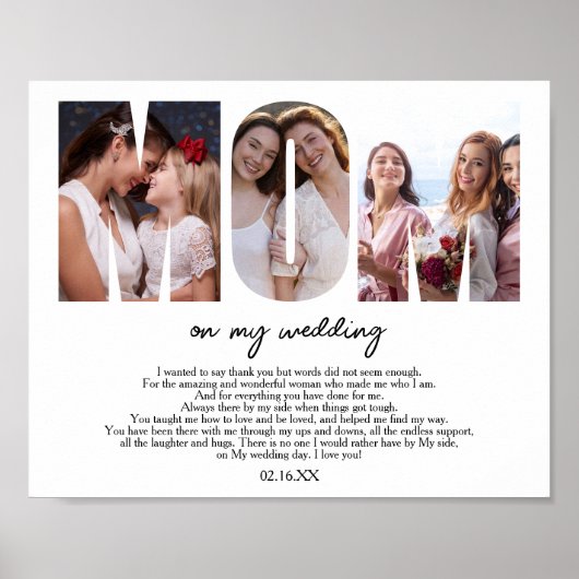 Minimalistische Mama auf meiner Hochzeitsmutter Poster (Vorne)