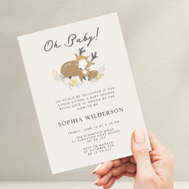 Minimalistische Mama und Baby Reh Baby Dusche Einladung