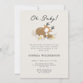 Minimalistische Mama und Baby Reh Baby Dusche Einladung (Vorderseite)