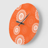 Minimalistische Mandarine Orangenblütenmuster Große Wanduhr (Winkel)