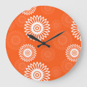 Minimalistische Mandarine Orangenblütenmuster Große Wanduhr (Vorderseite)