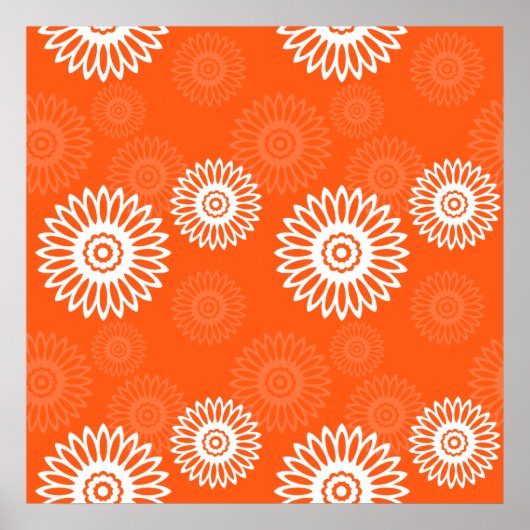 Minimalistische Mandarine Orangenblütenmuster Poster (Vorne)