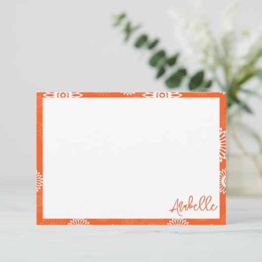 Minimalistische Mandarine Orangenblütenname Dankeskarte (Stehend Vorderseite)