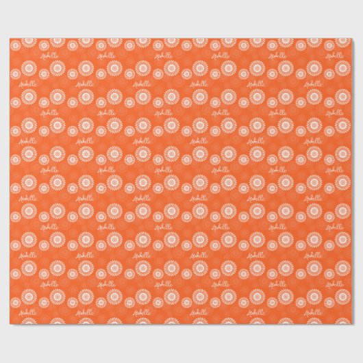 Minimalistische Mandarine Orangenblütenname Geschenkpapier (Flach)