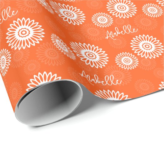Minimalistische Mandarine Orangenblütenname Geschenkpapier (Rolleneckpunkt)