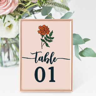 Minimalistische Marigold Wedding Tischnummer