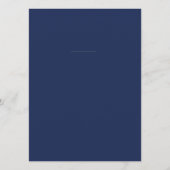 Minimalistische Marine der Nacht vor der Hochzeit Menükarte (Rückseite)