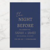 Minimalistische Marine der Nacht vor Hochzeit Weinetikett (Einzelnes Label)