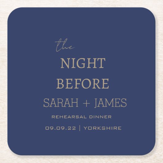 Minimalistische Marine vor Probe Abendessen Rechteckiger Pappuntersetzer (Vorderseite)