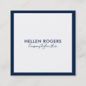 Minimalistische marineblastige Grenze Quadratische Visitenkarte (Vorderseite)