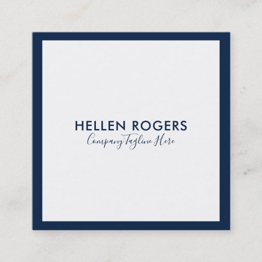 Minimalistische marineblastige Grenze Quadratische Visitenkarte (Vorderseite)