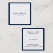 Minimalistische marineblastige Grenze Quadratische Visitenkarte (Vorne/Hinten)