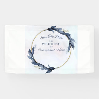 Minimalistische marineblaue Blumen- Save-the-Date- Banner