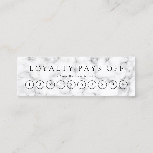 Minimalistische Marmorloyalty Punch Card Treuekarte (Vorderseite)
