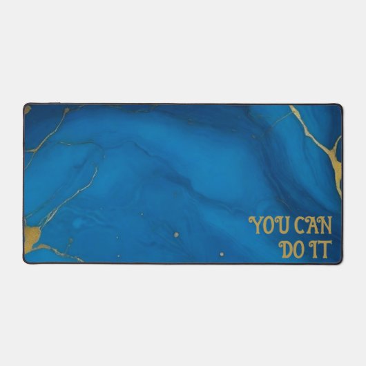 Minimalistische Marmortextur goldenes Zitat Schreibtischunterlage (Vorderseite)