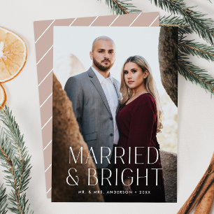 Minimalistische Married and Bright Dusty Rose Foto Feiertagskarte