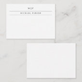 Minimalistische Maskuline | Initialen und Name Mitteilungskarte (Vorne/Hinten)