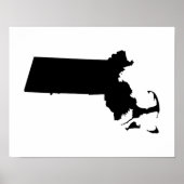 Minimalistische Massachusetts in Schwarz Poster (Vorne)