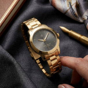 Minimalistische matte graue Gold Luxusuhr Armbanduhr