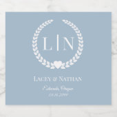 Minimalistische Mattierte Blue Monogram Initialen Schaumweinetikett (Einzelnes Label)