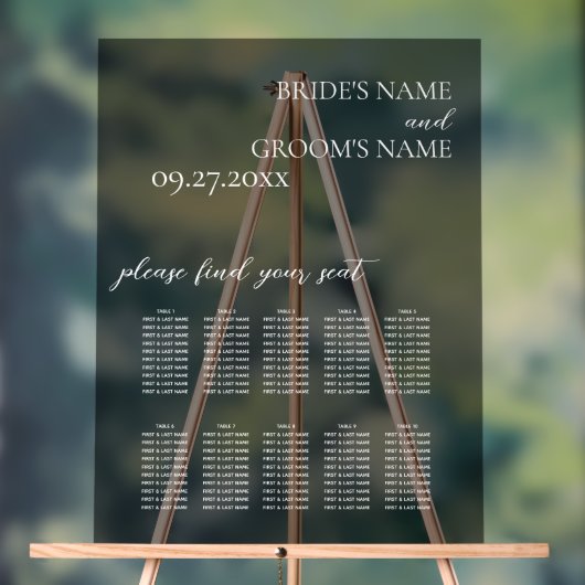 Minimalistische Mattierte Hochzeitstabelle Acrylschild (Neutral)