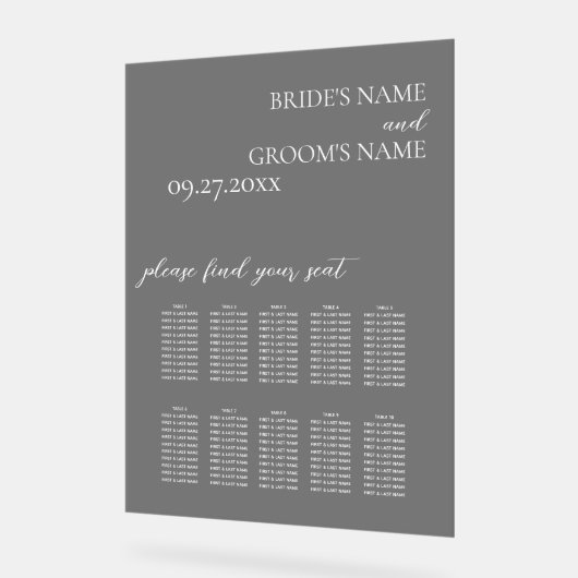 Minimalistische Mattierte Hochzeitstabelle Acrylschild (Winkel)
