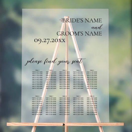 Minimalistische Mattierte Hochzeitstabelle Acrylschild (Neutral)