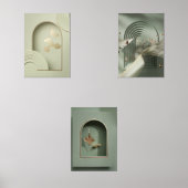 Minimalistische Mauer - Grüne und goldene Fossilie Bilderwand Sets (Vorderseite)