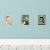 Minimalistische Mauer - Grüne und goldene Fossilie Bilderwand Sets (Holzboden)