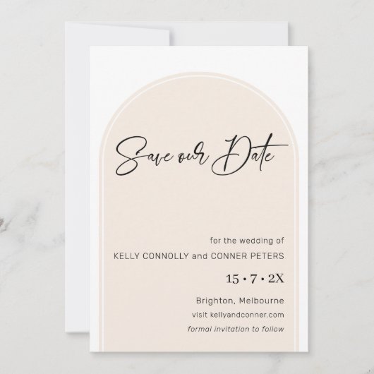 Minimalistische Mauve Arch Wedding Save the Date C Einladung (Vorderseite)