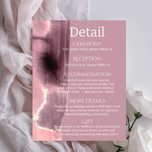 Minimalistische Mauve Dusty Rose Begleitkarte