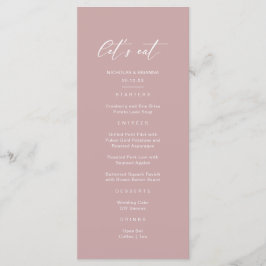 Minimalistische Mauve-Hochzeit Menükarte