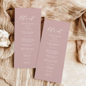 Minimalistische Mauve-Hochzeit Menükarte